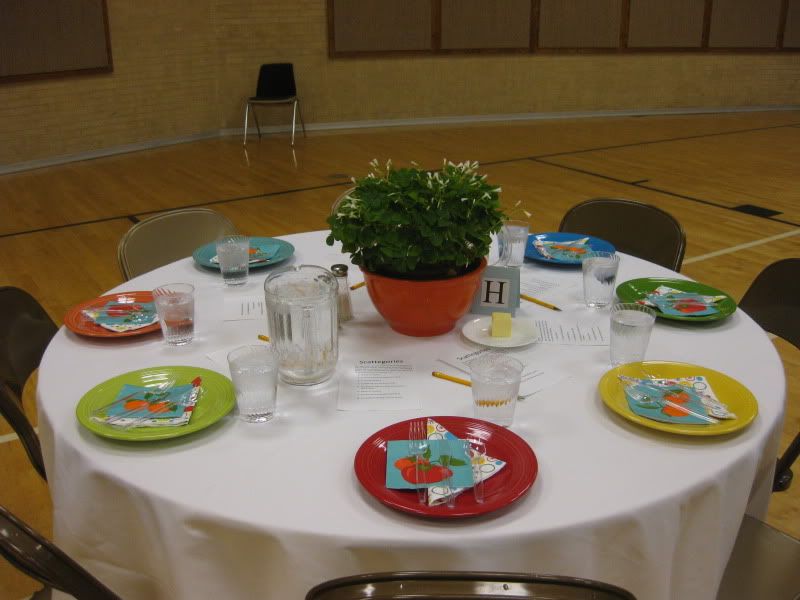 Decorated a table at a church dinner | Table decorations, Church decor