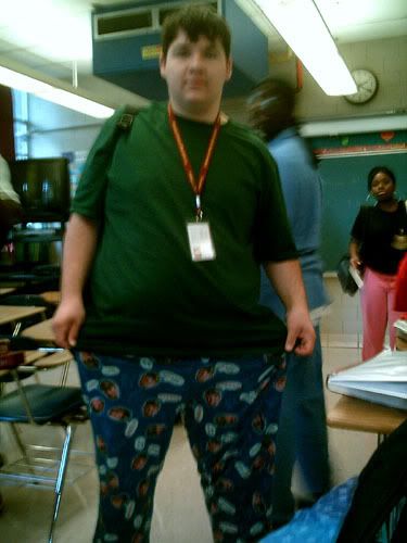 Robert and the infamous Larry the Cable Guy pajama pants. Pictures, Images and Photos