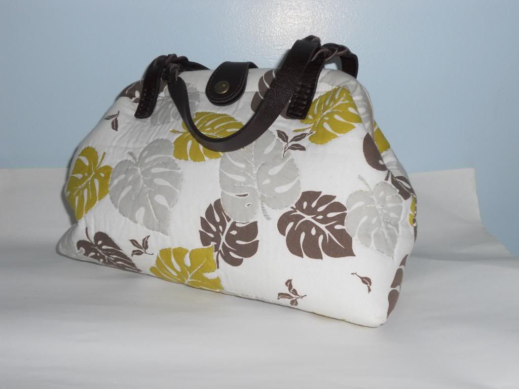 Unique Handmade Handbag Satchel FabricLeather Handles