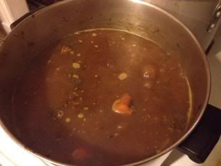 Veal stock before being strained