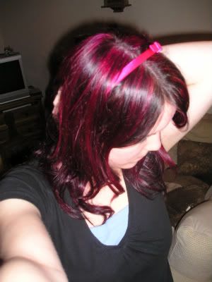dark hair with pink highlights. dark brown hair pink highlights. natural dark brown hair