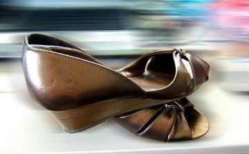 bronze metallic mini wedge bridal shoes