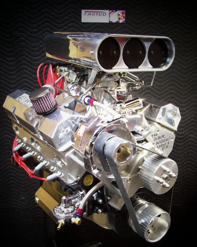 PIC OF OUR CHEVY 383cid Hot Rod engine with that blown injected look