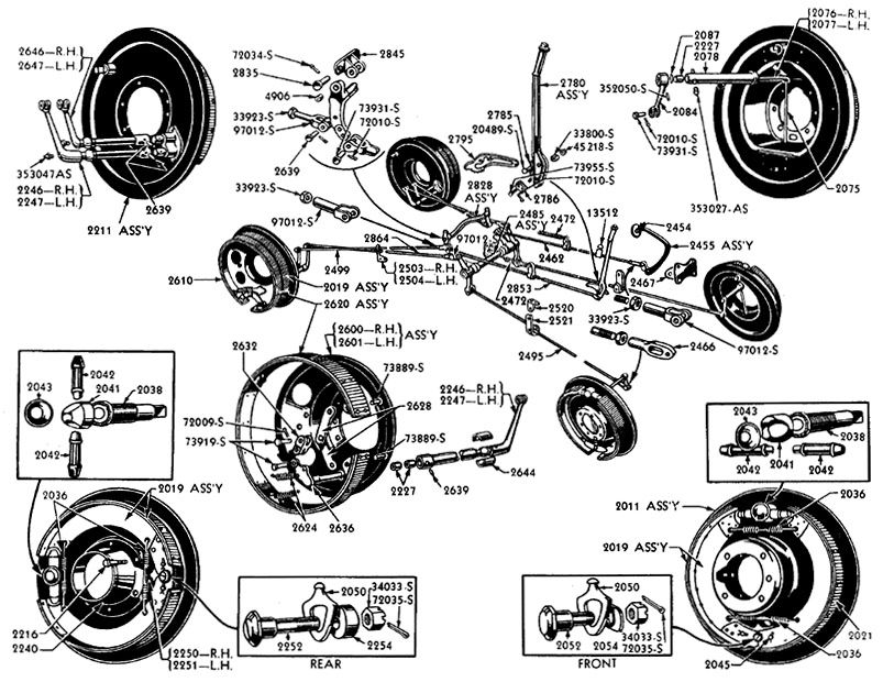 1935 1936 1937 Ford Truck and Commercial Brake Part Illustrated Diagram