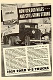 1939 1934 Ford Truck V8 Flathead Ad, Advertisment 626,000 Miles and Still Going Strong, Image