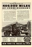 1935 1939 Ford Truck, V8 Flathead Ad, Advertisement, 400,000 miles of ford economy image