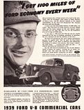 1939 Ford V8 Flathead Truck, Pickup Ad, Advertisement, I Get 1100 Miles of Ford Economy Every Week, Image