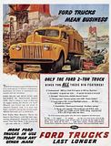 1946 Ford Dump Truck Ad, Advertisment, Flathead V8, Ford Trucks Mean Business, Image