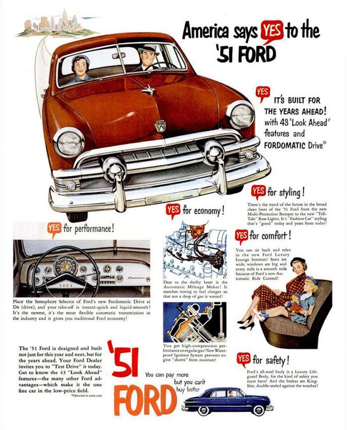 1951 Ford Custom Fordor Sedan Model 1BA Body Style 73B - America says YES to the '51 Ford! Image