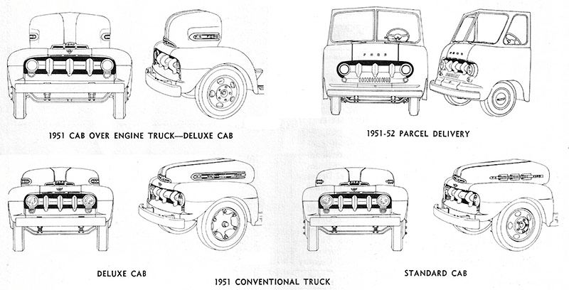 1951 Ford Truck Identification F-1 F-2 F-3 F-4 F-5 F-6 F-7 F-8 Parcel and Panel Delivery