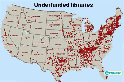map of underfunded libraries: click for whole story