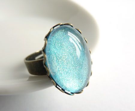 Nail polish ring turquoise antique brass 