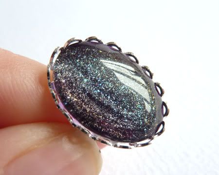 Nail polish ring adjustable silver colour