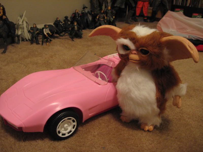 gizmo driving barbie car