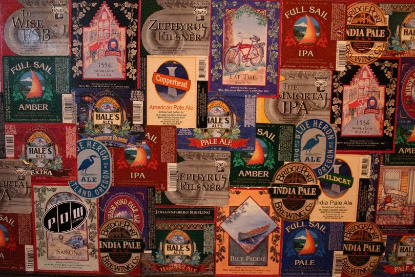 Cool looking wallpaper.  They used labels from all kinds of beer to create this border print.  Would make a great background for some photo
