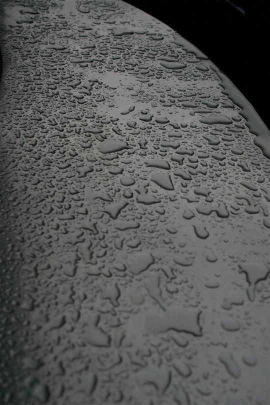 Water drops on a metal table.  Can't pass anything up.
