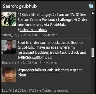 Tweetdeck Search for GrubHub