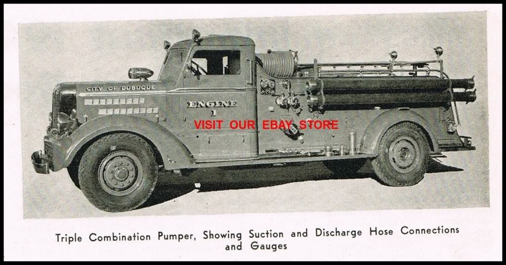 1944 City of Dubuque Fie Truck Pumper Engine 1 Very Rare Old item.
