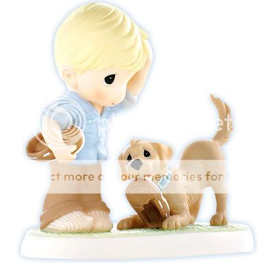 New PRECIOUS MOMENTS Figurine PUPPY DOG SHOE BOY ☆  