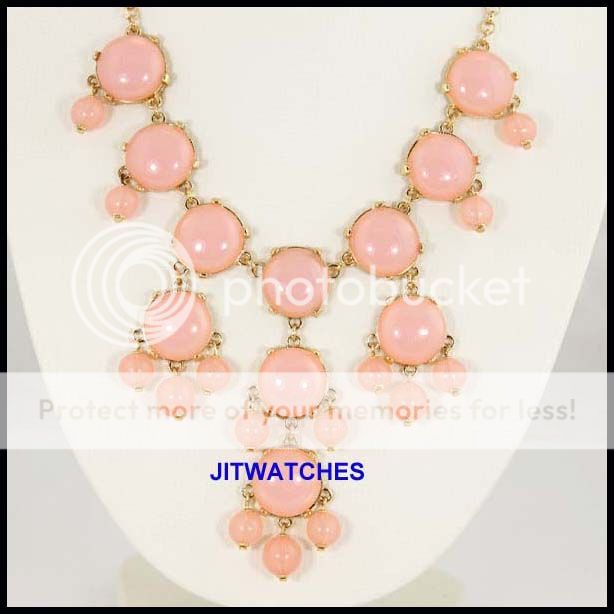 bubble bib statement fashion classic necklace peach pink 100 % brand 