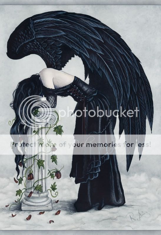 fantasy large size print angel despair gothic blac