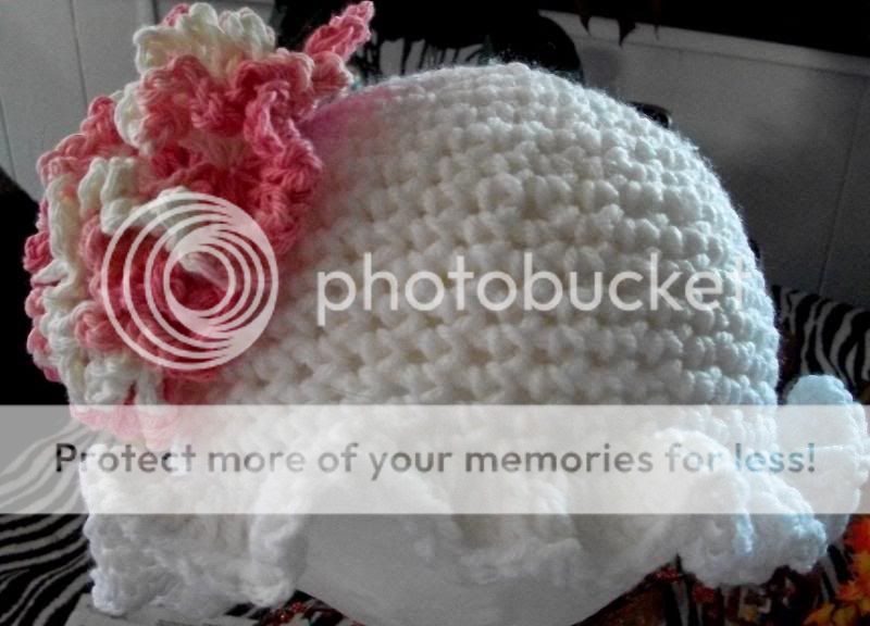 CROCHET RUFFLE HAT WITH FLOWER** CUSTOM SIZE  