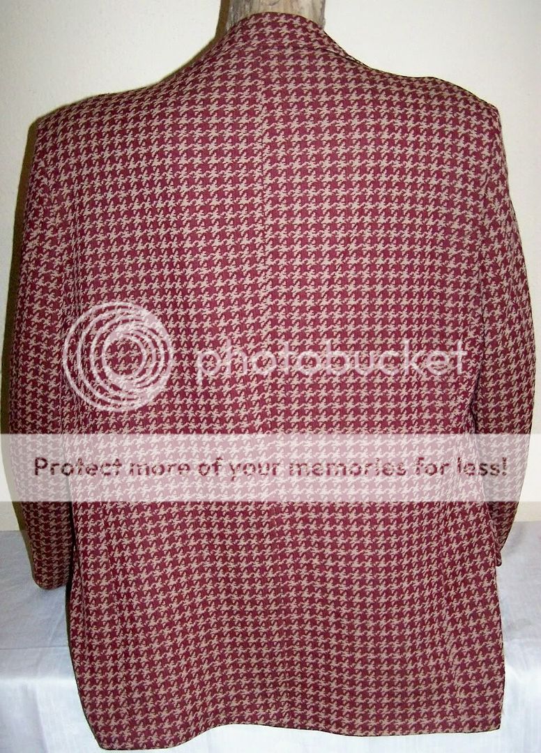 1970s DISCO BLAZER VINTAGE BURGANDY GIANT HOUNDSTOOTH CHECK WIDE 