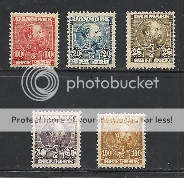 DENMARK SCOTT 65   69 MINT LIGHTLY HINGED SET   (SEE SCAN FOR 