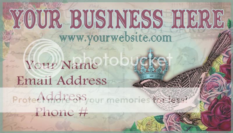 Personalized Business Card Design Vintage Birds Pretty  