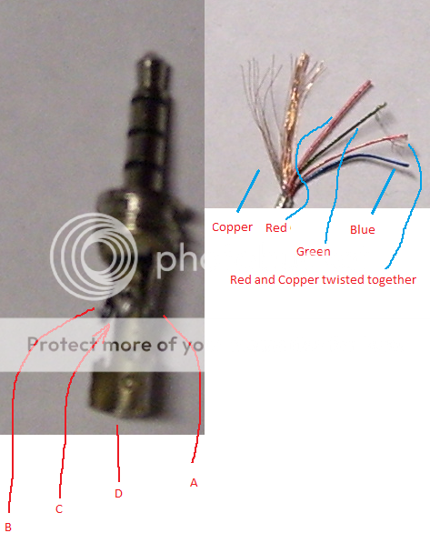 Replacing the TRRS Plug on my phone headset - Headphones ... trrs headphone wiring colors 