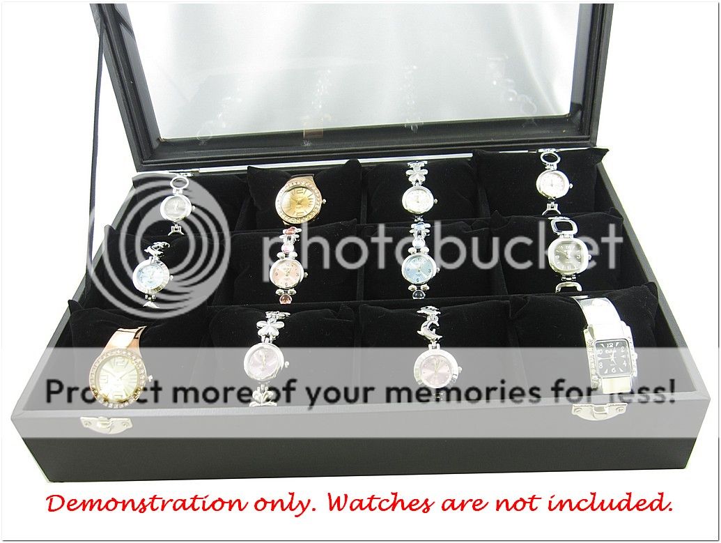 Bangle Watch Black Jewelry Glass Top Display Box Case  