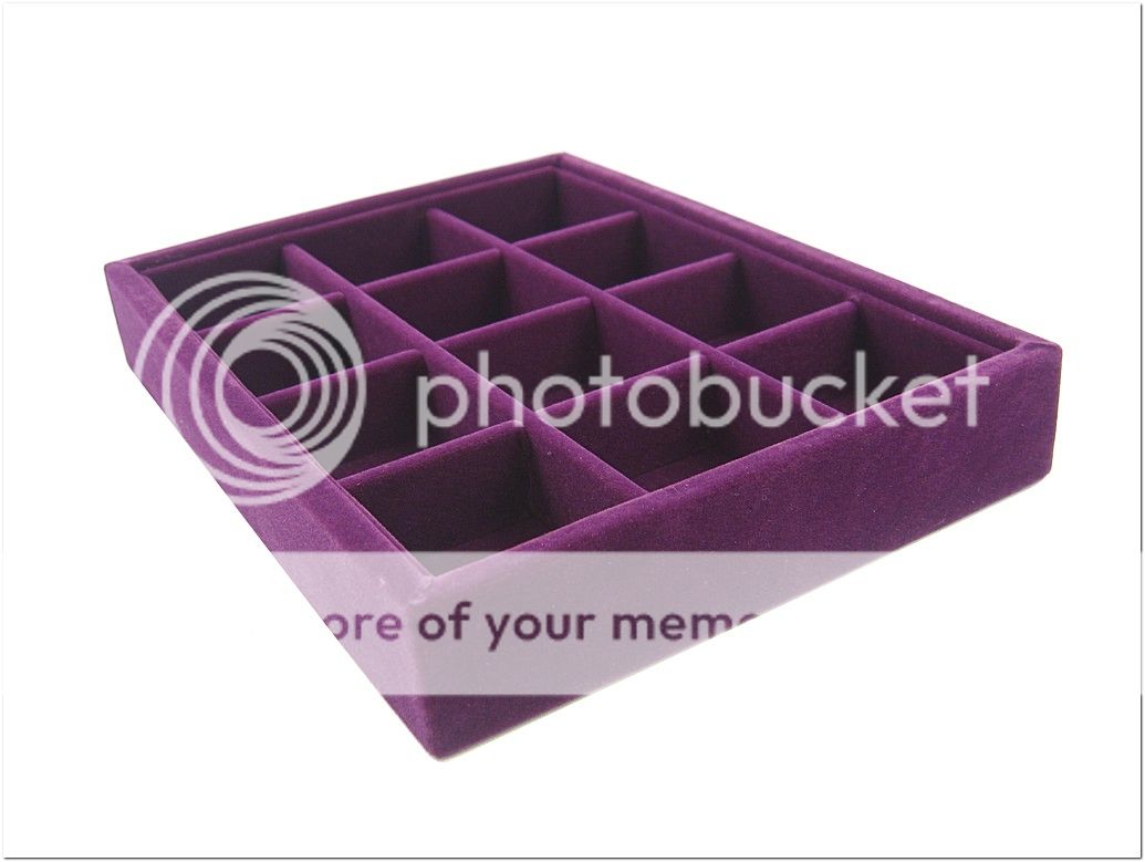 Purple Velvet 12 Compartment Jewelry Show Box Case Tray