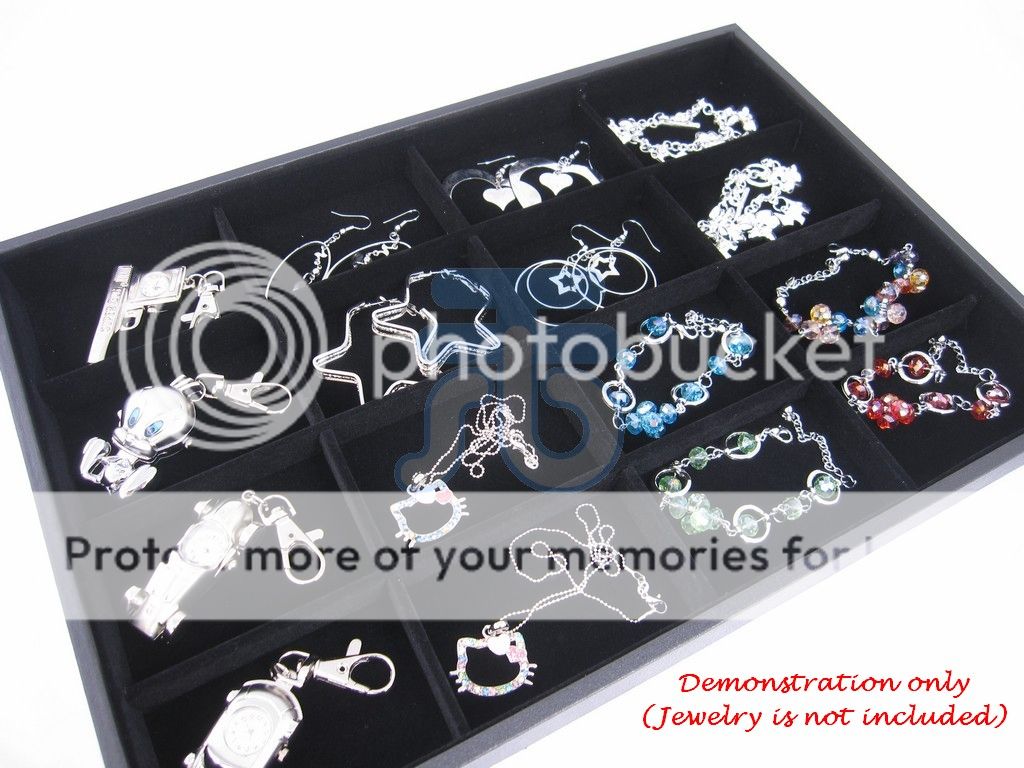   Black Velvet charm bead chain earring Jewelry Display Case Tray  