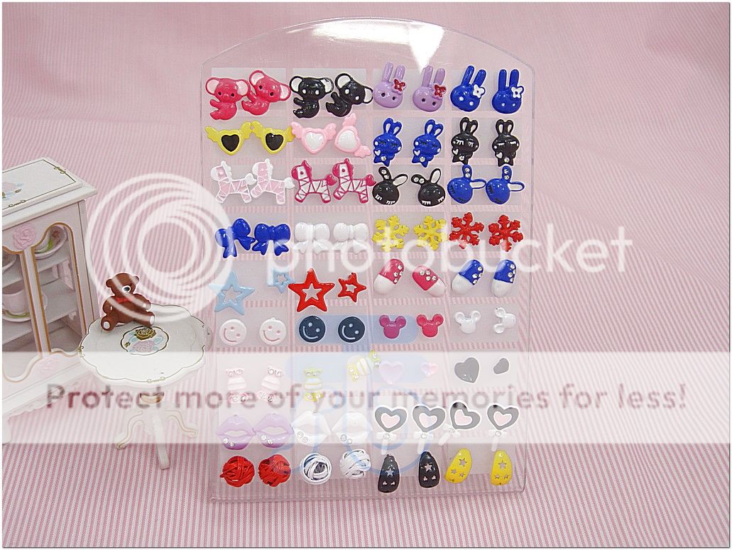 Wholesale Lot of 36 Girl Cute Fashion Studs Stud Earrings w Stand X 