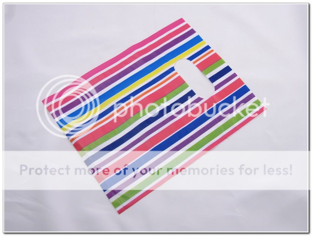 LOT OF 100 COLOR STRIPE SHOPPING RETAIL BAGS 5x6.75in  