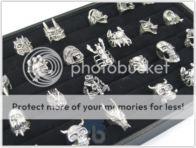 WHOLESALE LOT OF SKULL BIKER GOTHIC HEAVY METAL RINGS  