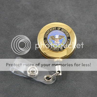  ID holder. It features the Seal of the Department of Defense 