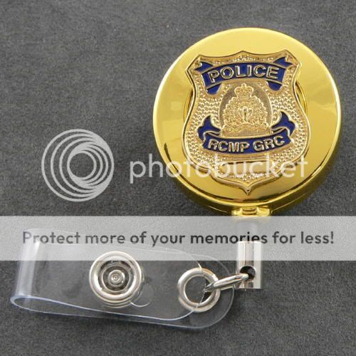 canadian mounted police rcmp grc mini badge retractable id holder