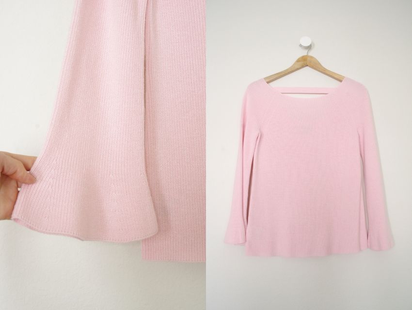 pink bell sleeve sweater